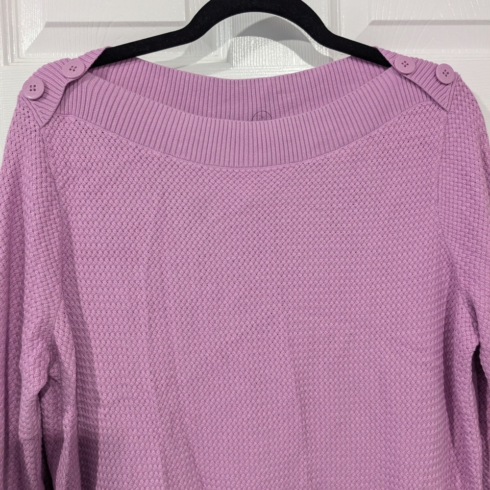 NWT Talbots Plus Purple Basket Weave Long Sleeve Sweater in Size 1X - Picture 5 of 11